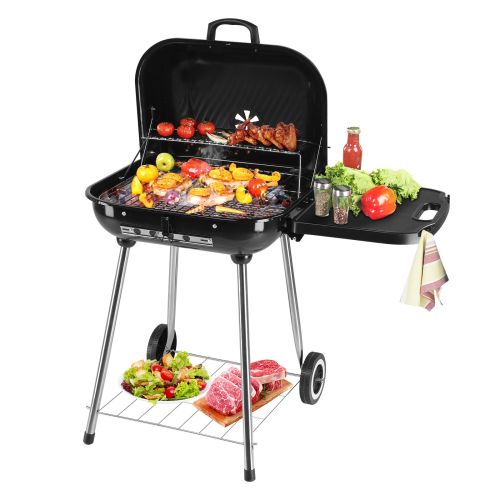 89.5x65x83cm Black, Foldable Side Panels, Square, Charcoal Grill 89.5x65x83cm Black, Foldable Side Panels, Square, Charcoal Grill